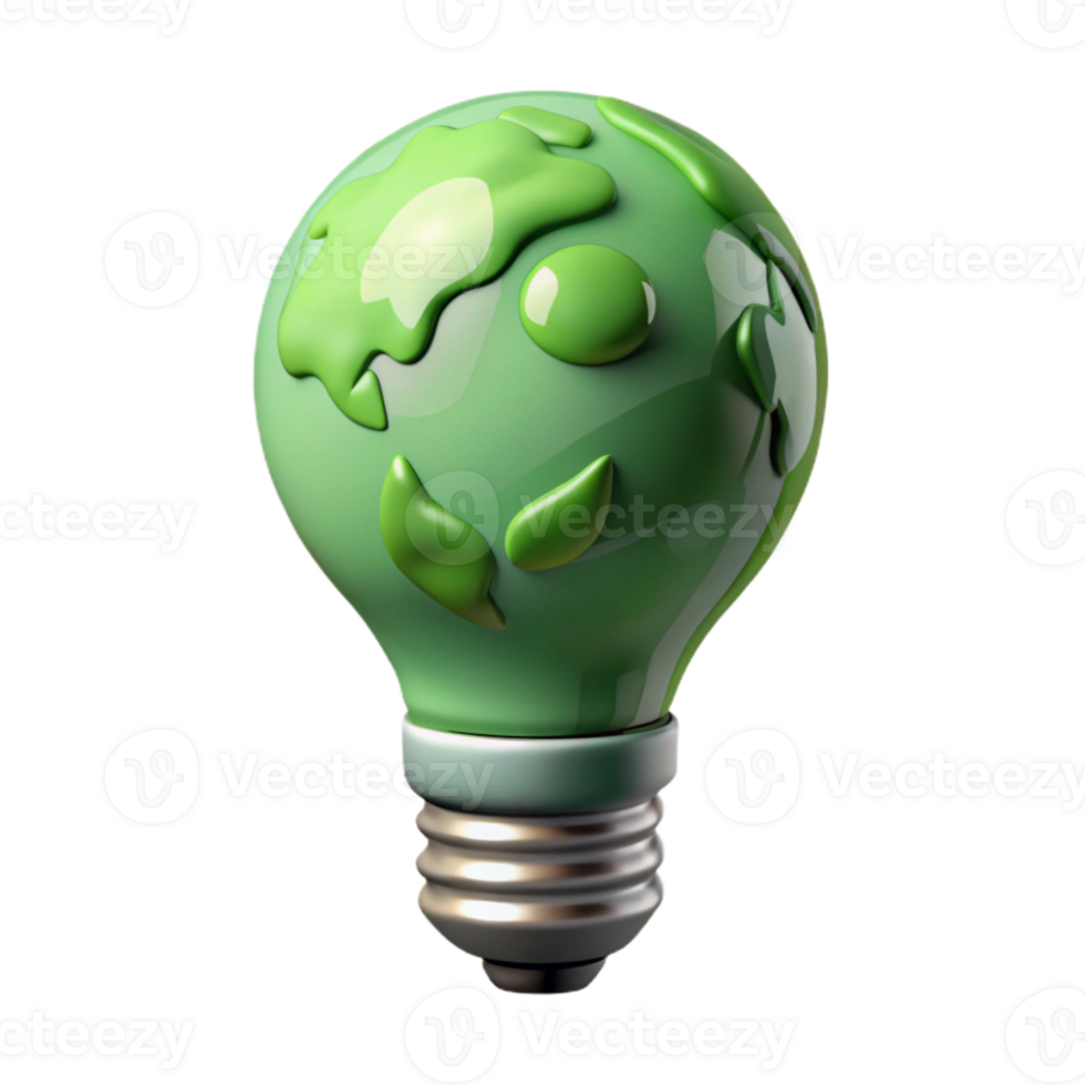elegant vintage Green Eco Friendly Lightbulb Cutout with Transparent Background genuine png
