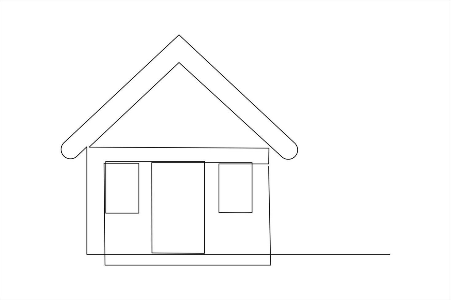 House one line icon drawing of isolated continuous outline icon vector