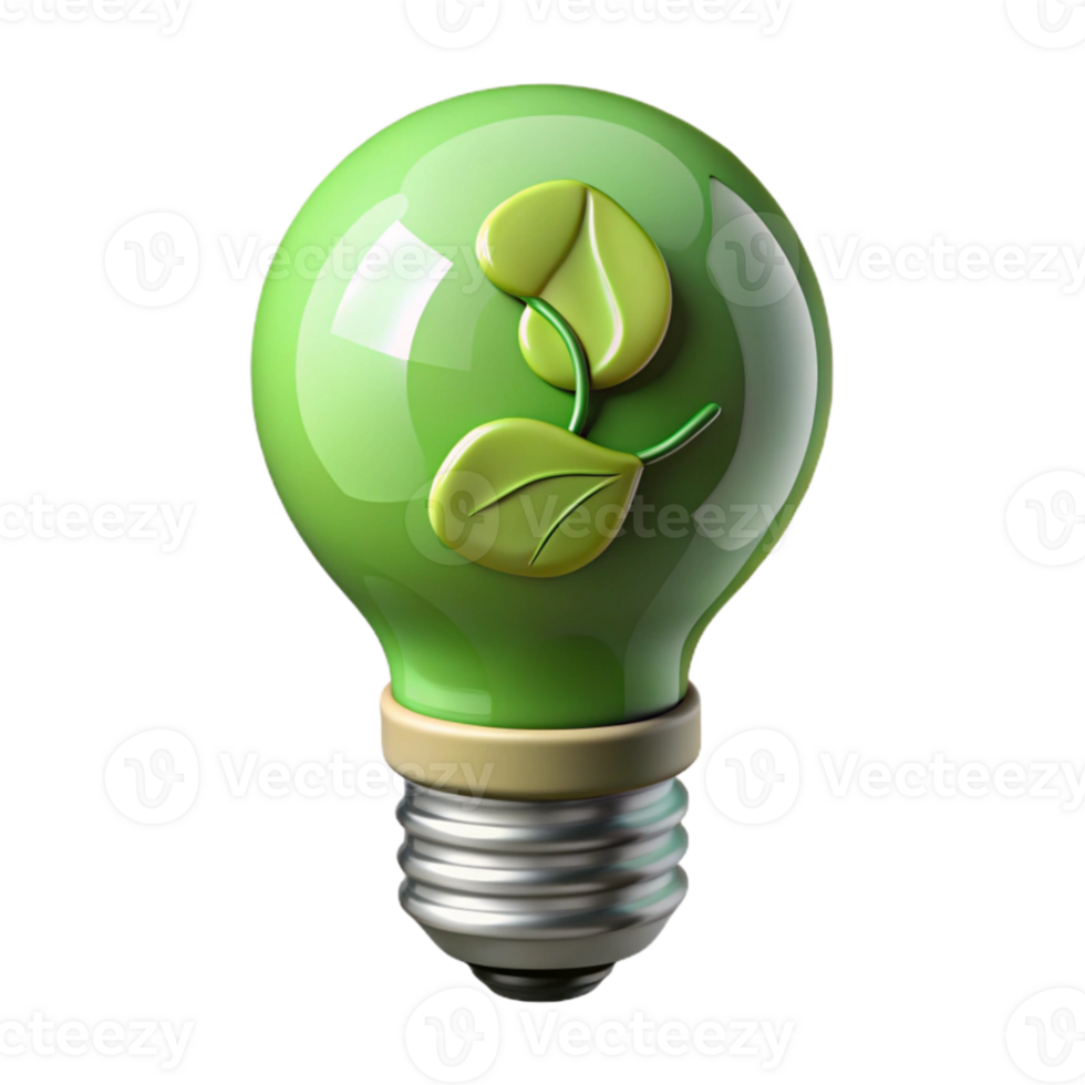 wonderful abstract Green Eco Friendly Lightbulb Cutout with Transparent Background detailed png