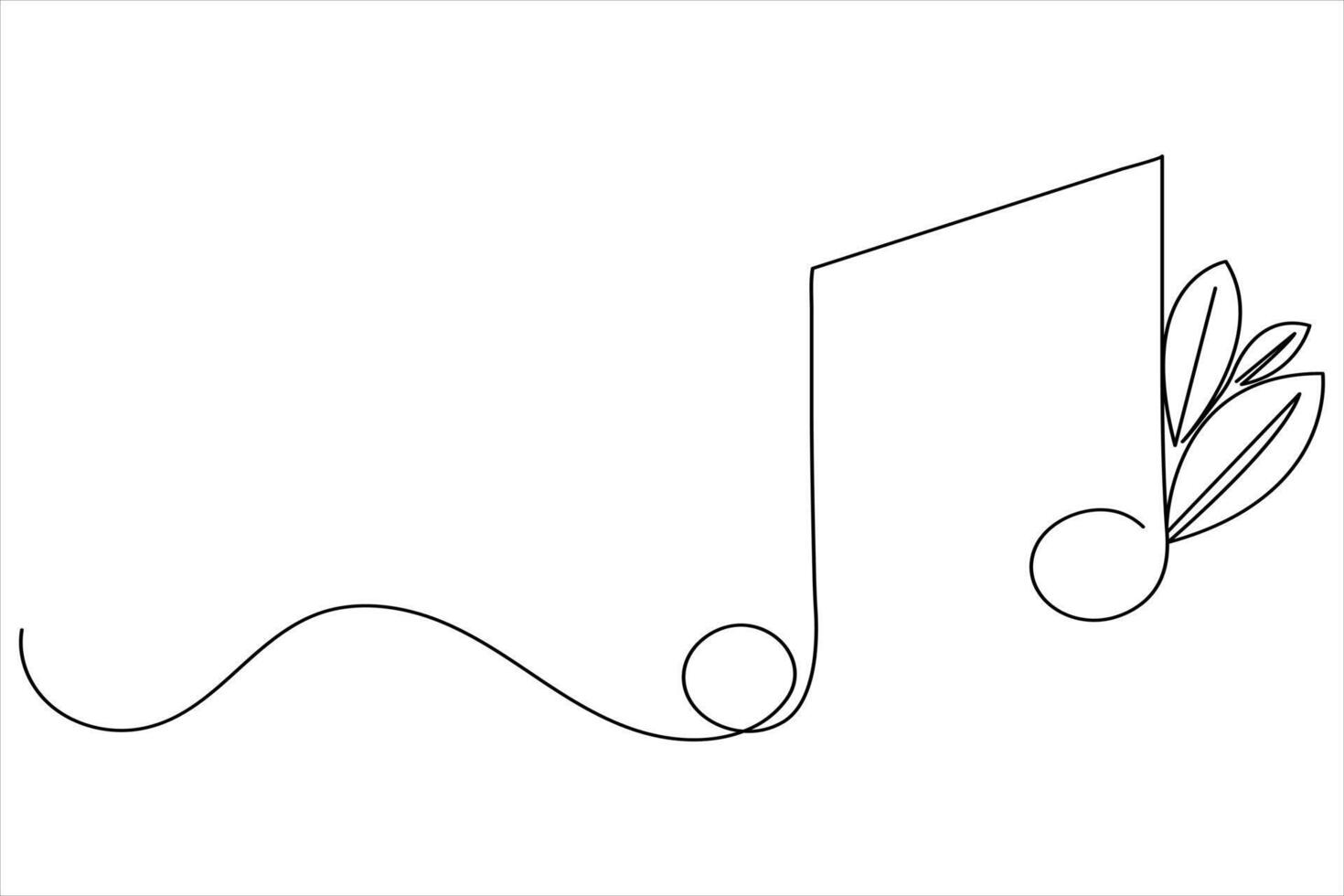 Music notes one line drawing and isolated continuous outline illustration icon vector