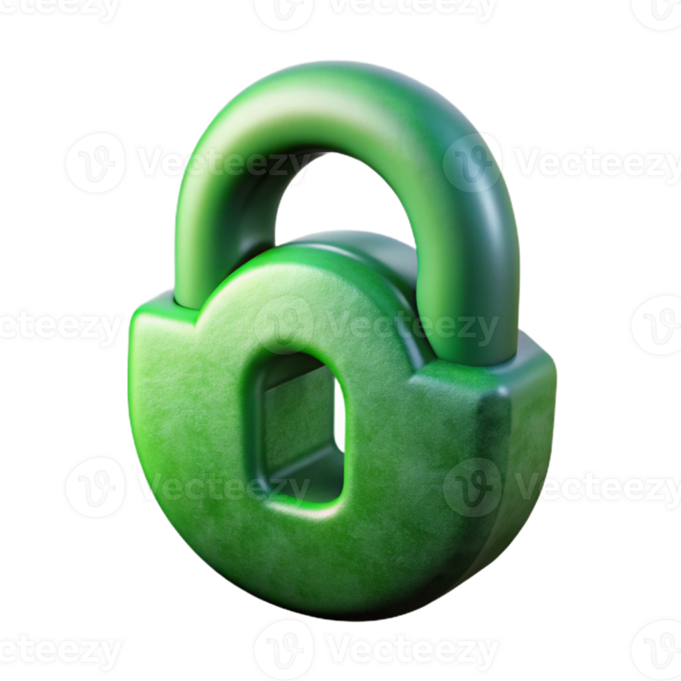 impressive classic Green Encryption Symbol with Gradient Effect Isolated high quality png