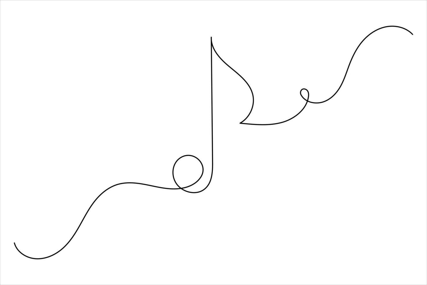 Music notes one line drawing and isolated continuous vector