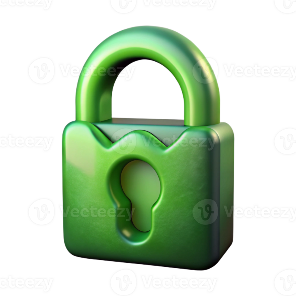 elegant artistic Green Encryption Symbol with Gradient Effect Isolated authentic png