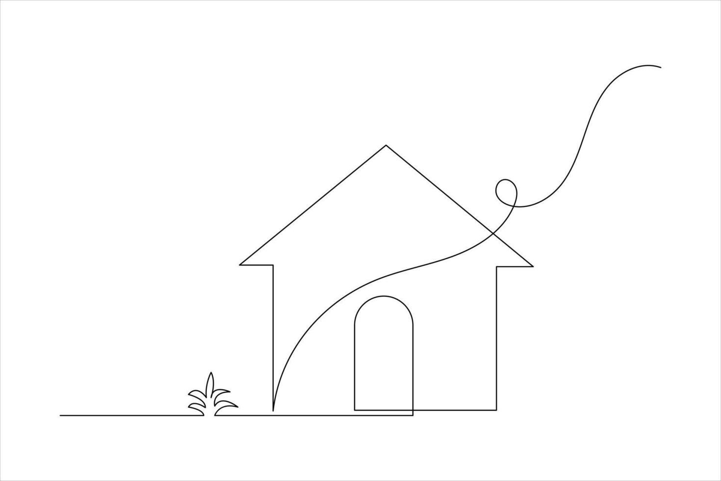 House one line drawing of isolated vector