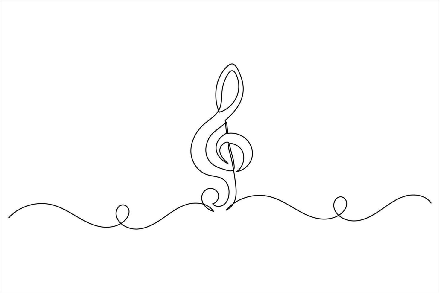Music notes one line drawing outline art vector