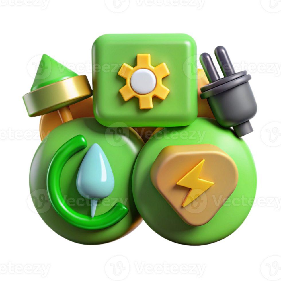 stunning classic Green Energy Icons Set Isolated Element high resolution png
