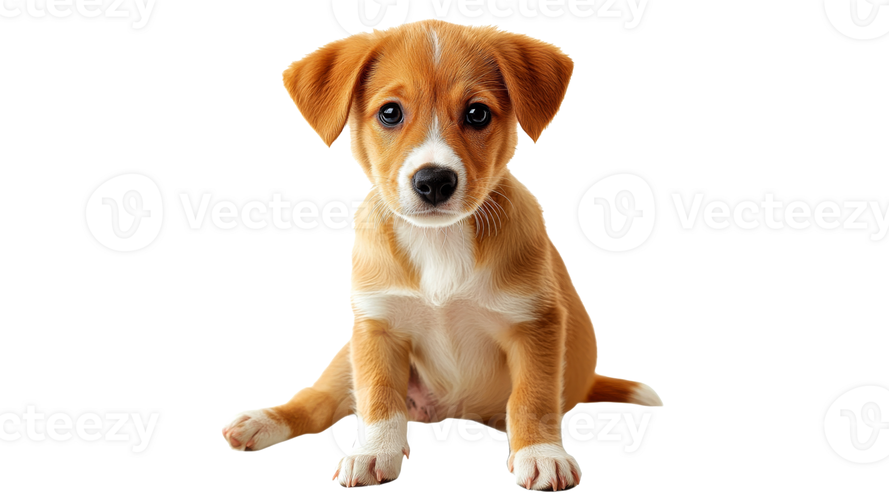 Cute puppy sitting with curious expression transparent png