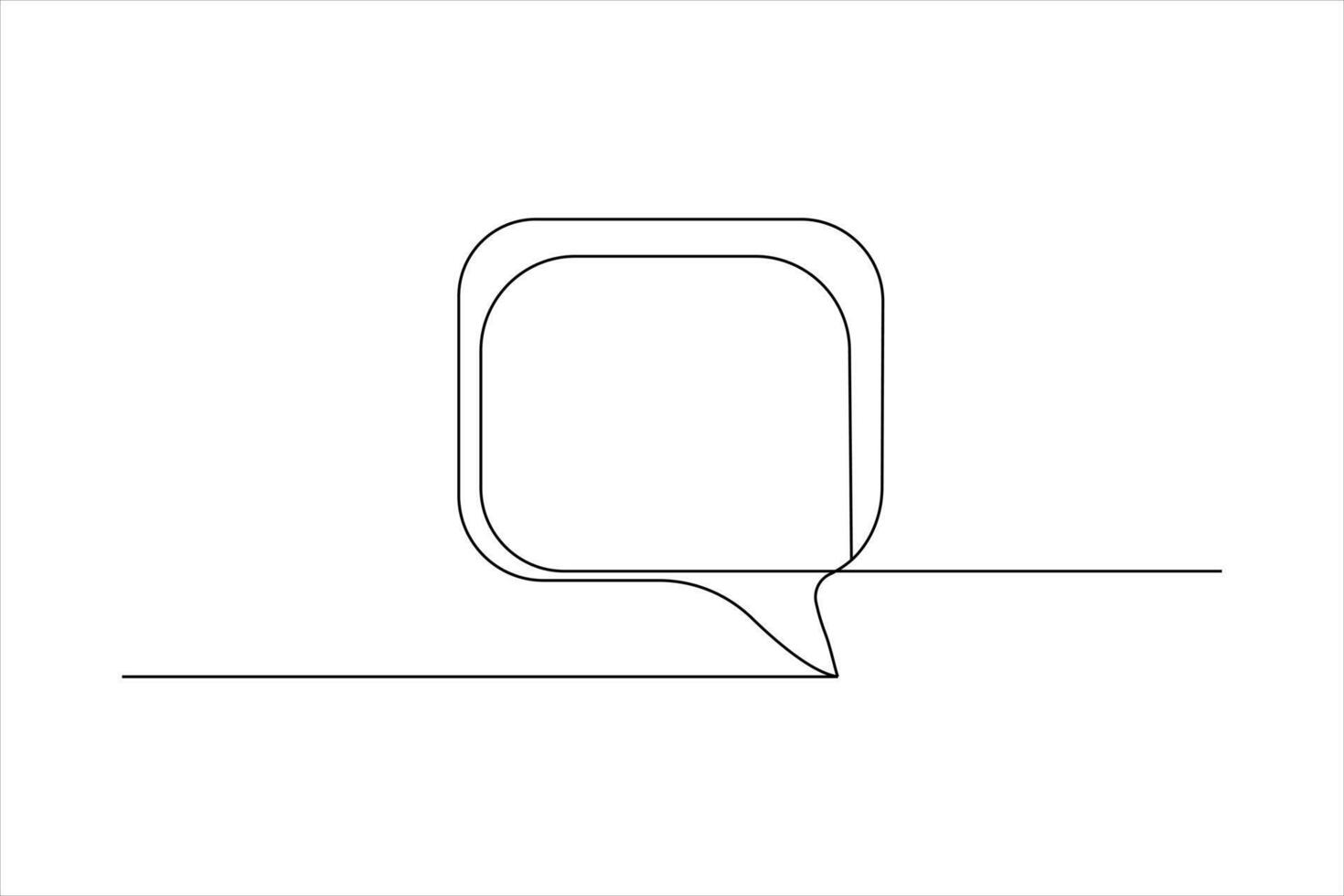Speech bubble shape one line drawing vector