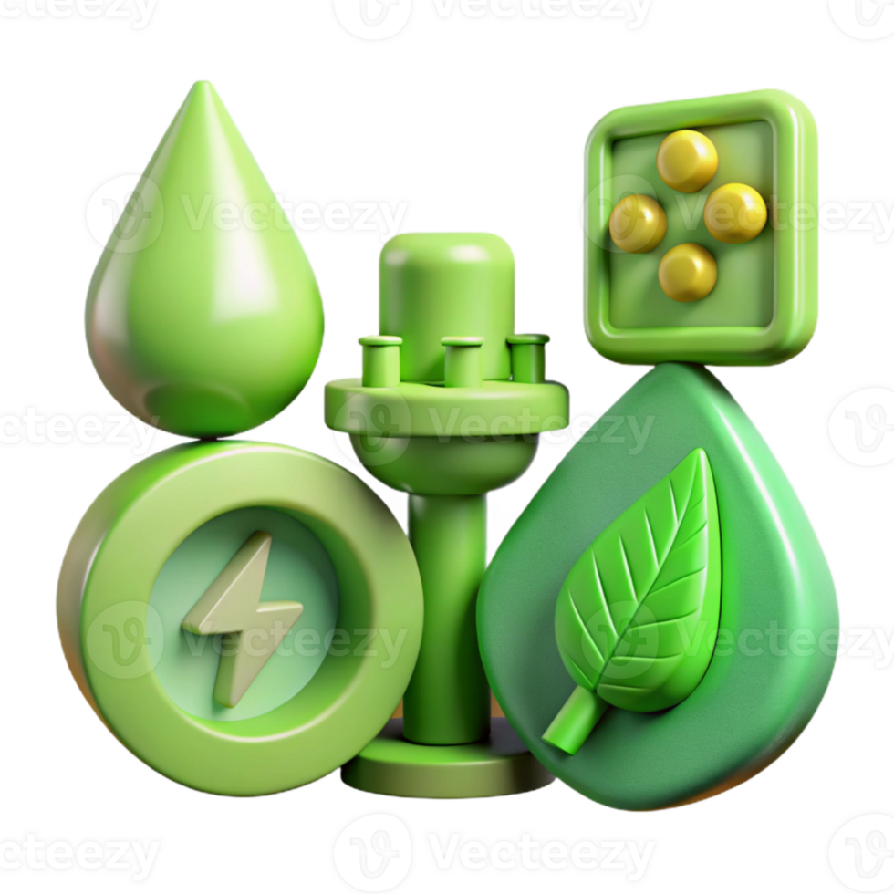 beautiful creative Green Energy Icons Set Isolated Element authentic png