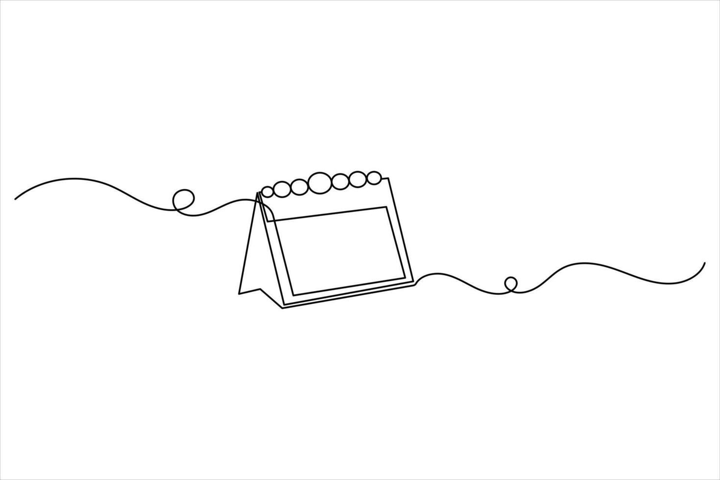 Table calendar one line drawing and isolated continuous outline illustration art vector