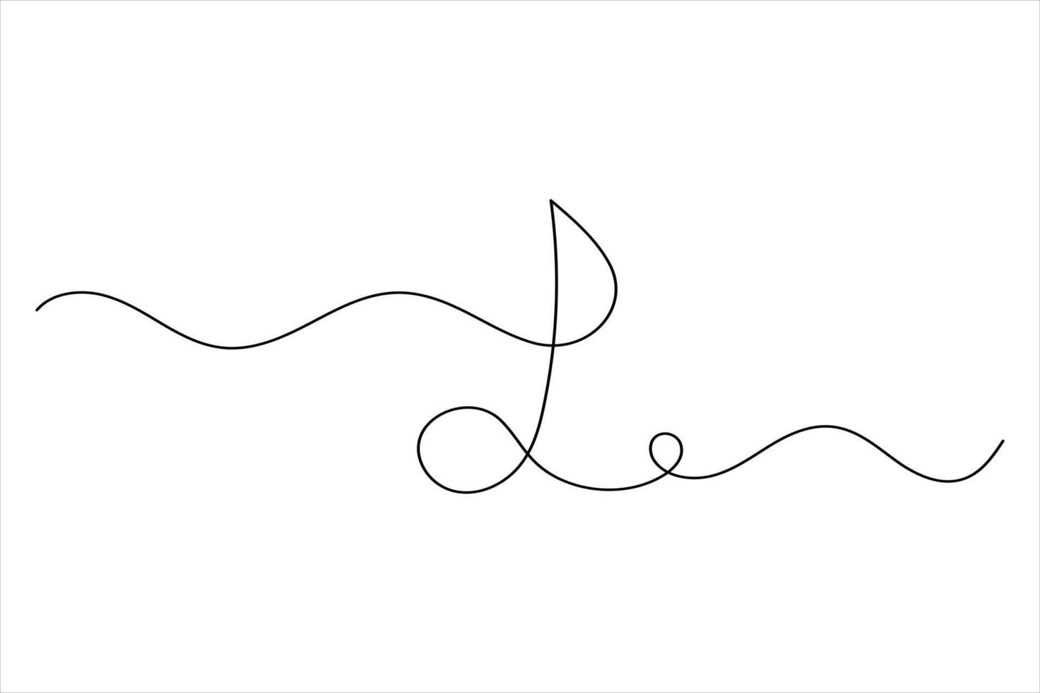 Music notes one line drawing and isolated vector