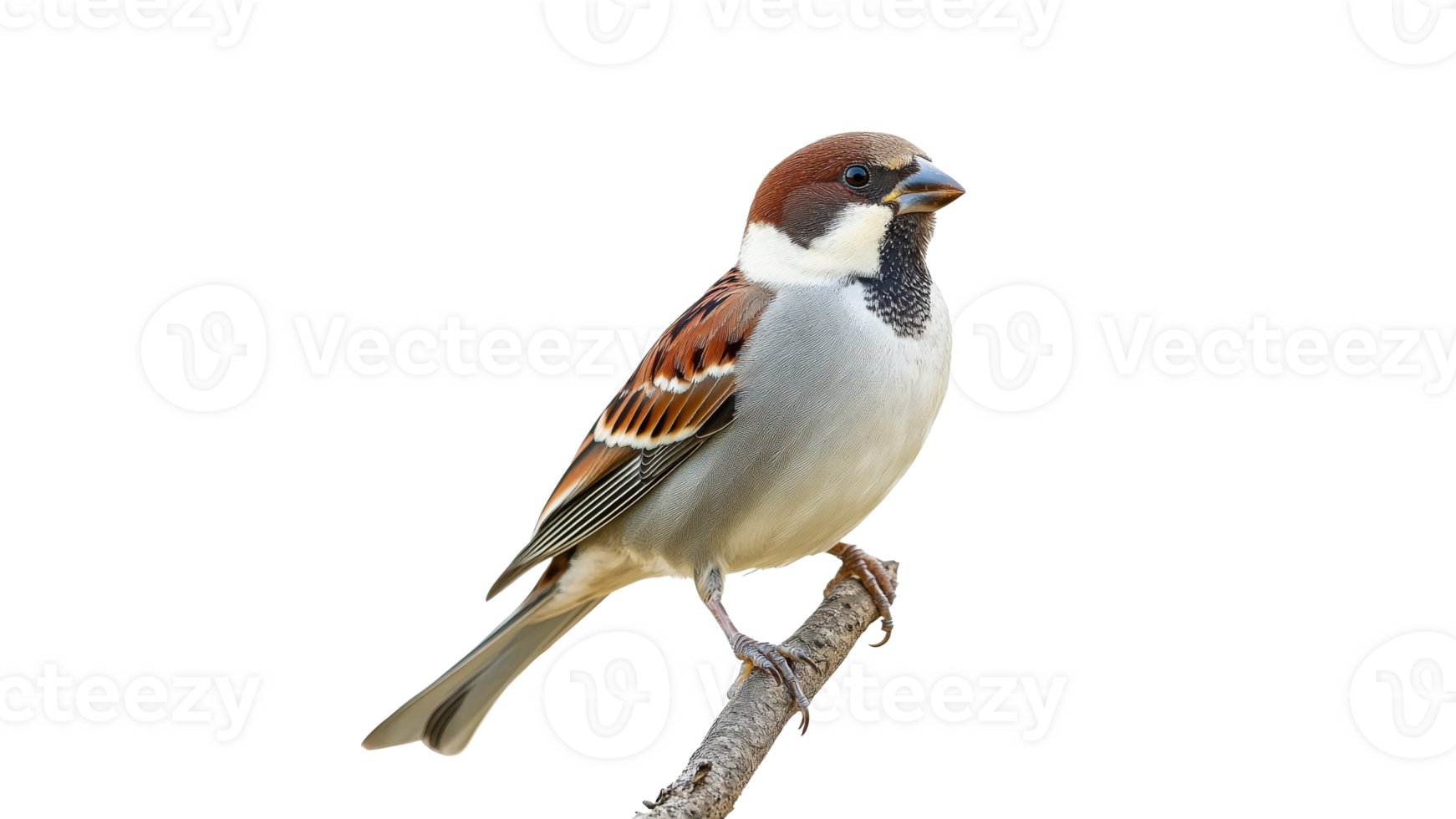 Sparrow perched on a branch in natural light transparent png