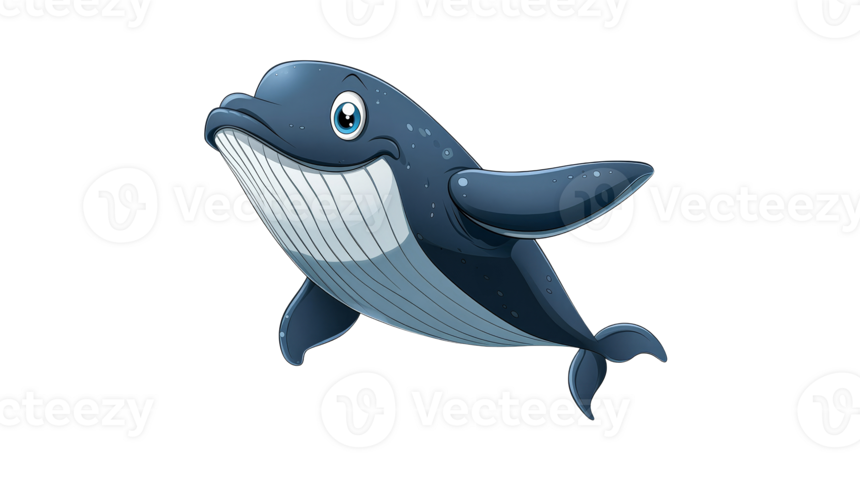 Happy cartoon whale swimming in the ocean transparent png