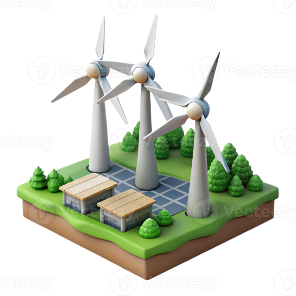 dramatic contemporary Green Energy Production Isolated Wind Turbine Farm exclusive png
