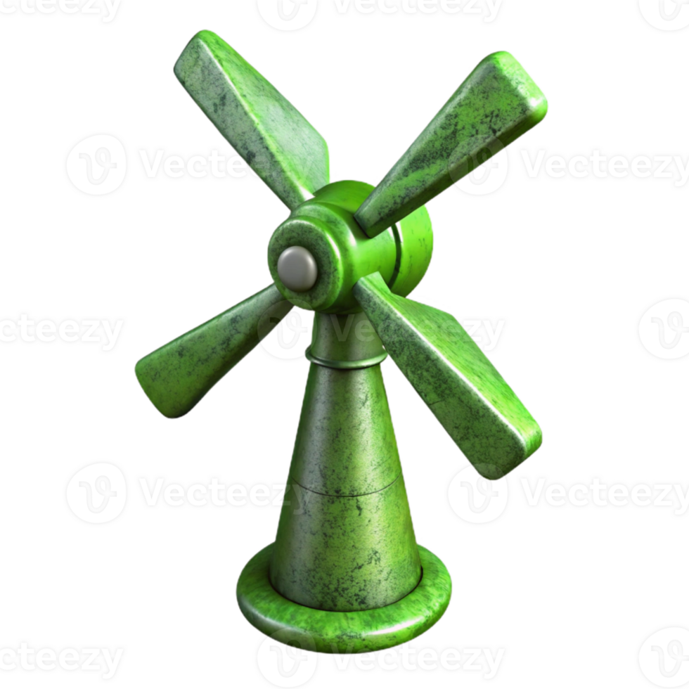 serene traditional Green Energy Windmill Silhouette Transparent Background professional png