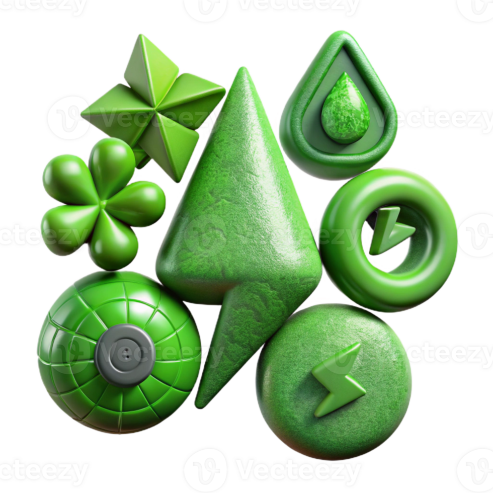 magnificent creative Green Energy Symbols Set Isolated Element png
