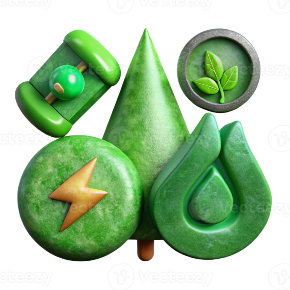 serene creative Green Energy Symbols Set Isolated Element exclusive png