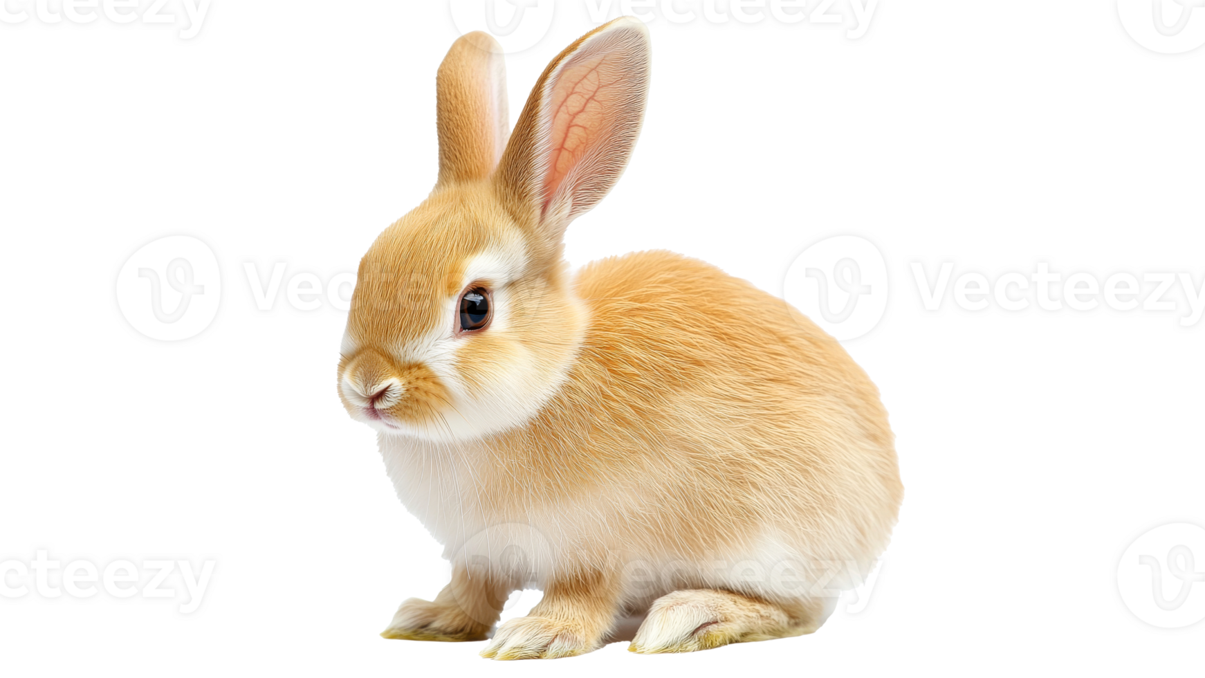 Cute rabbit sitting on a transparent background, cut out png