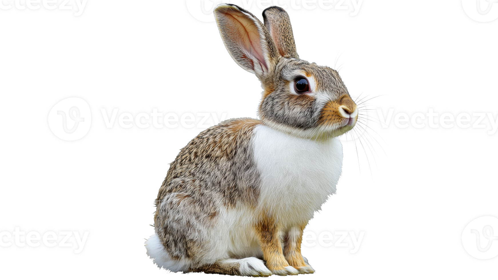 Rabbit sitting quietly cut out on transparent background png