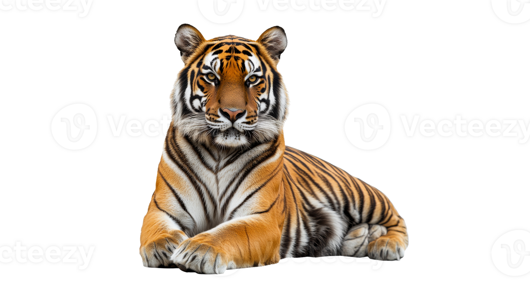 Majestic tiger resting in a serene pose transparent png