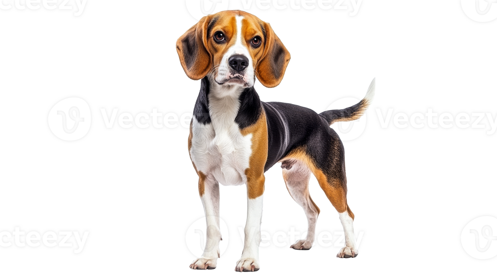 Beagle standing confidently in a studio setting png