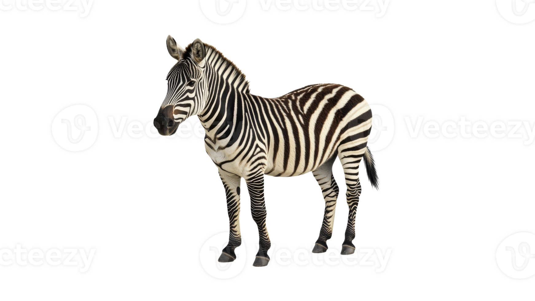 Unique zebra standing gracefully in open area png
