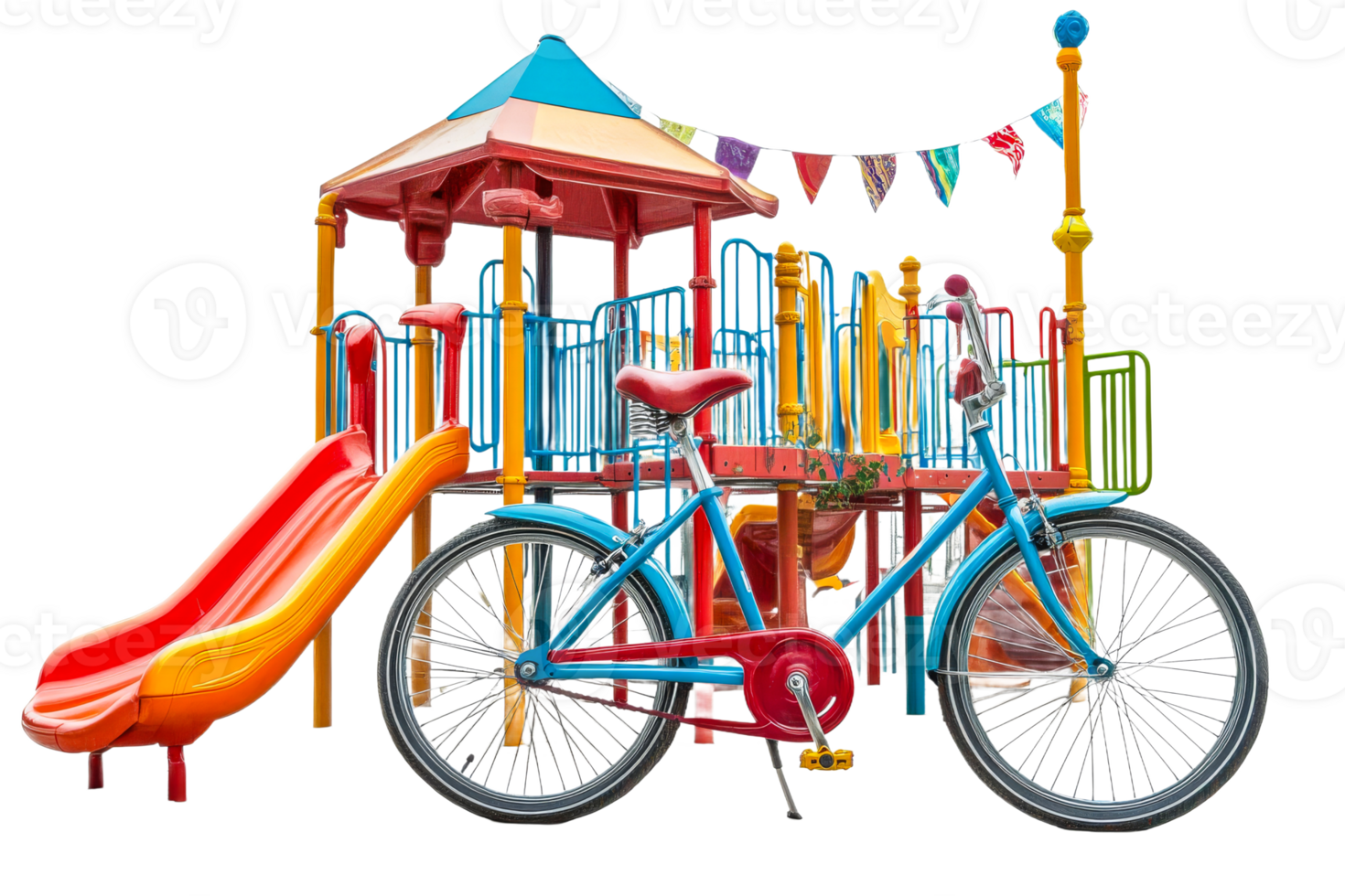Colorful playground with bicycle on sunny day png