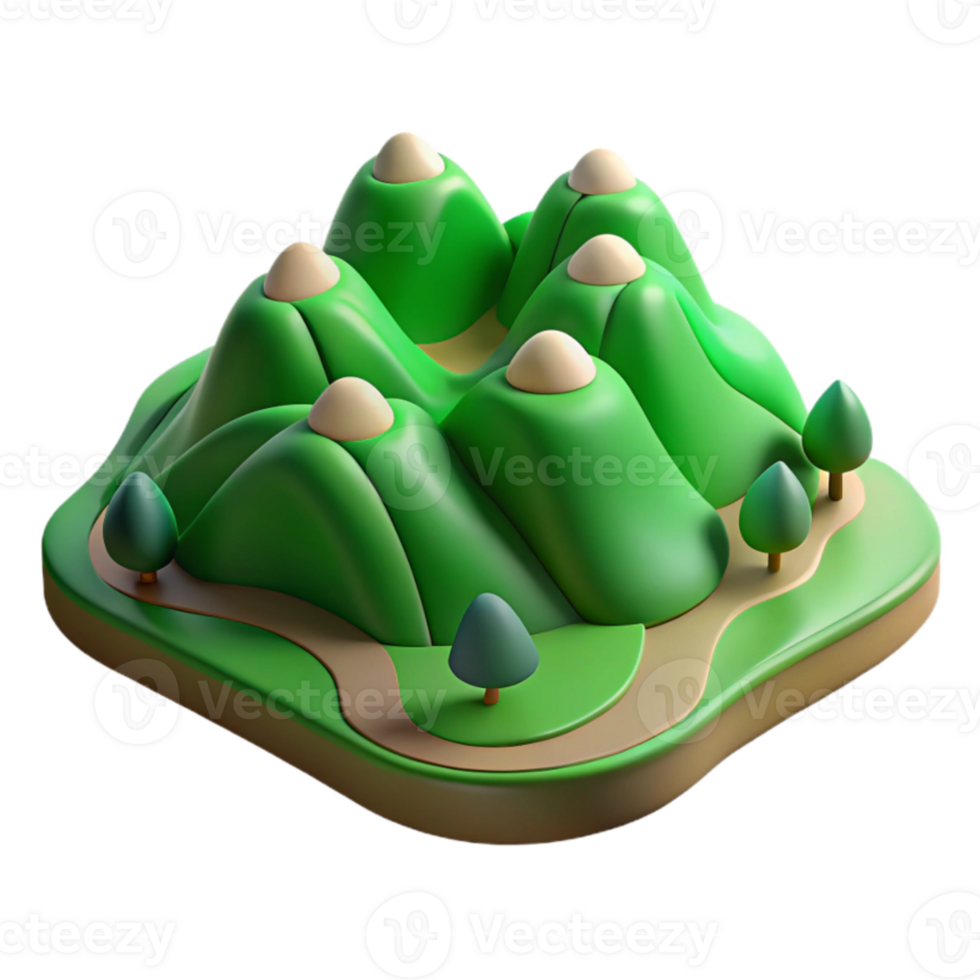 wonderful artistic Green Hills and Valleys Cutout Top Down View professional png