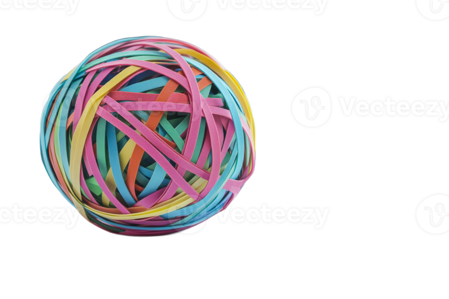 Colorful rubber band ball on transparent background png
