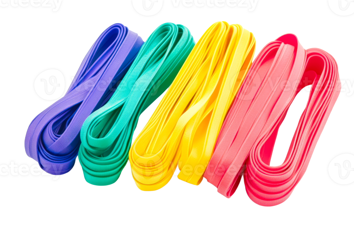 Colorful elastic bands arranged in neat rows png