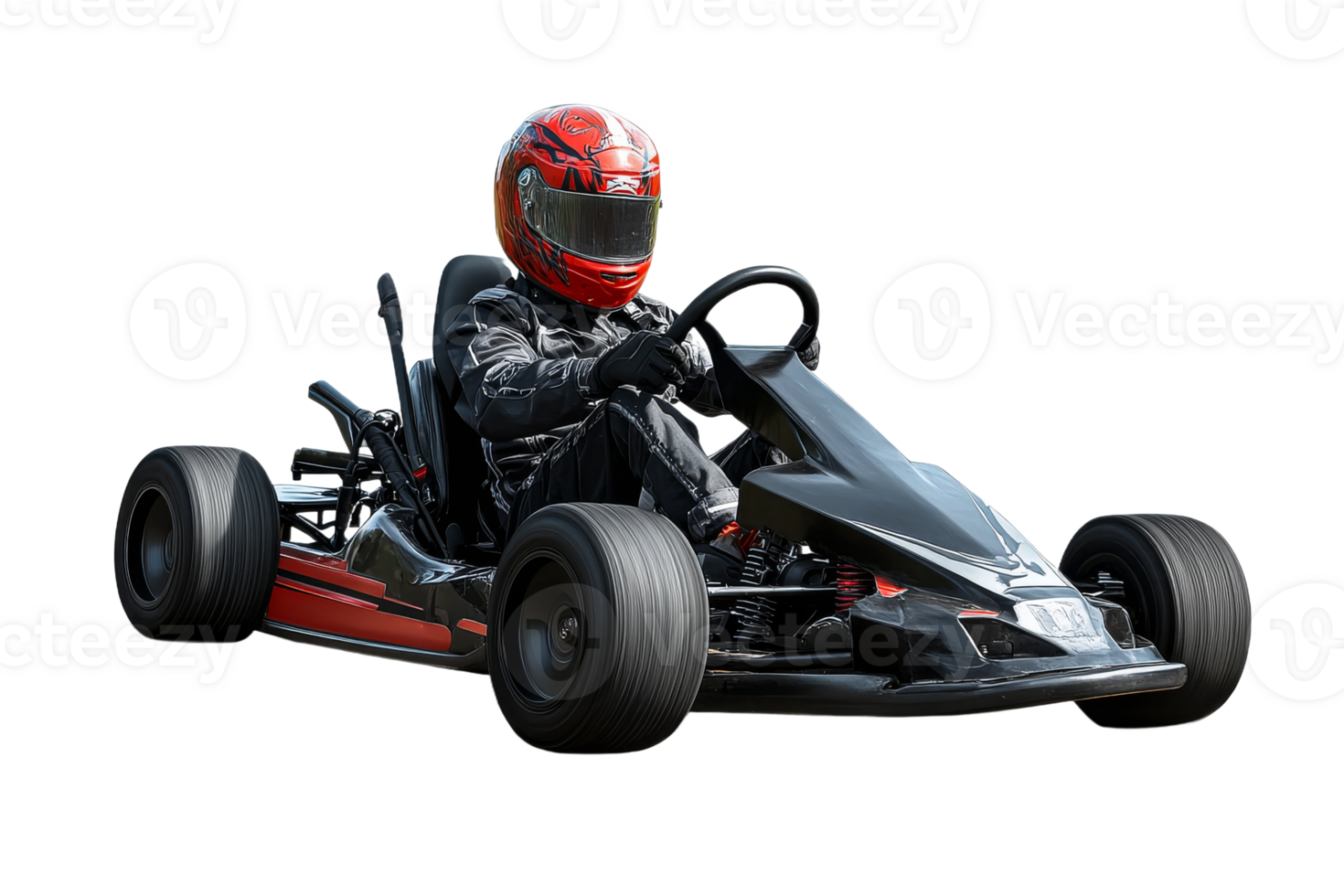 Racing go kart on a winding track during summer png