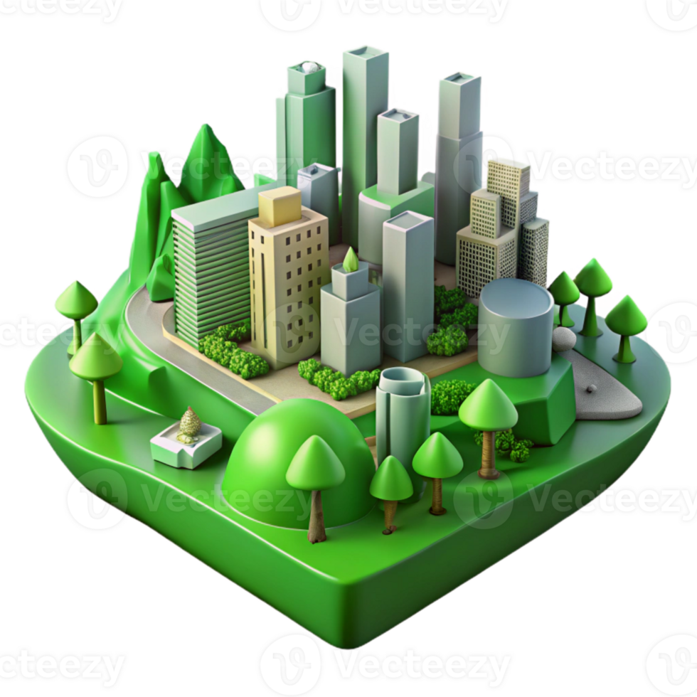 vibrant rustic Green Infrastructure Cityscape Transparent Background Element professional png
