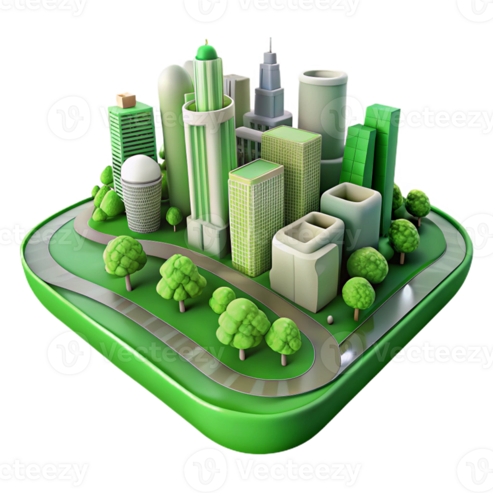 extraordinary artistic Green Infrastructure Cityscape Transparent Background Element premium png
