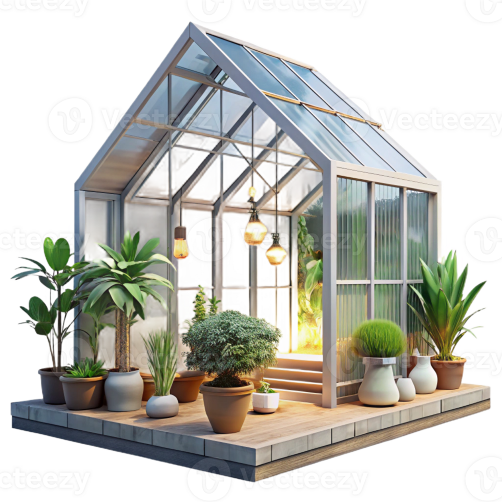 impressive rustic Greenhouse Interior View Isolated with Bright Sunlight high resolution png