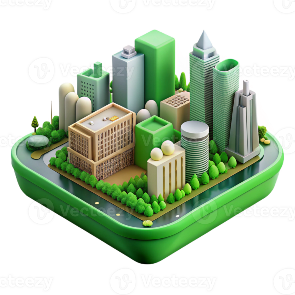 impressive traditional Green Infrastructure Cityscape Transparent Background Element premium png