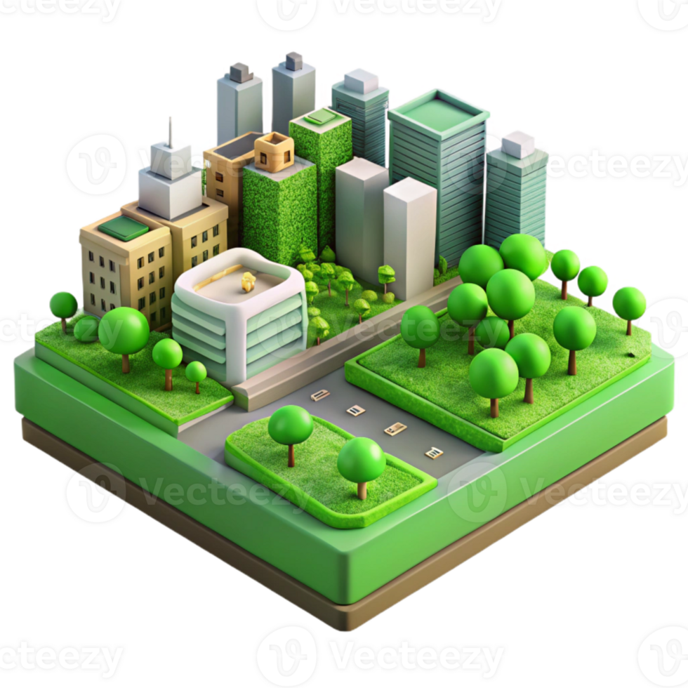 dramatic modern Green Infrastructure for Resilient Urban Spaces Transparent Background detailed png
