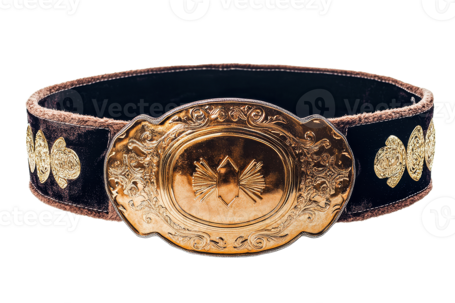 Ornate gold buckle vintage wrestling belt png