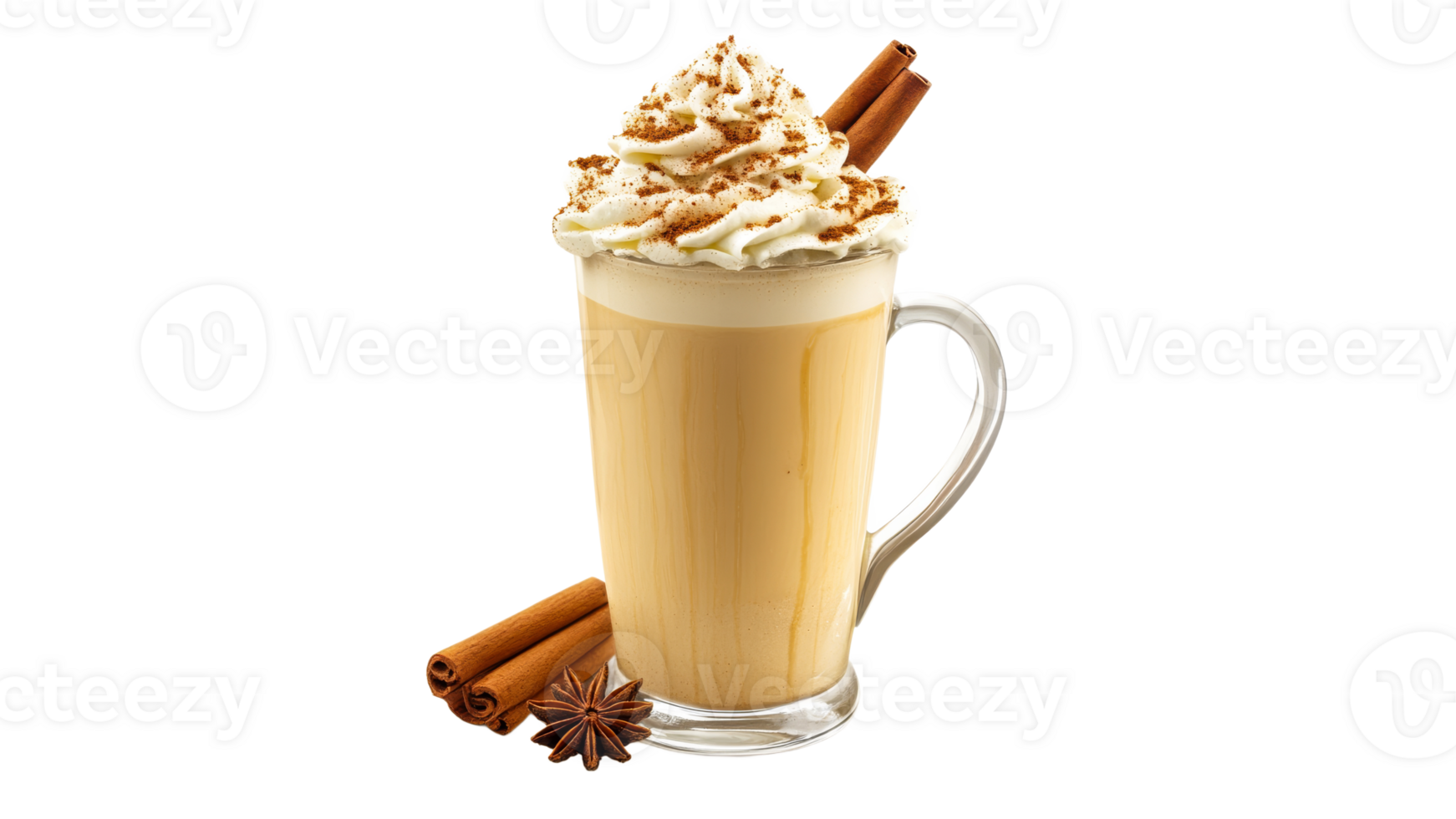 Delicious cinnamon whipped cream coffee beverage png