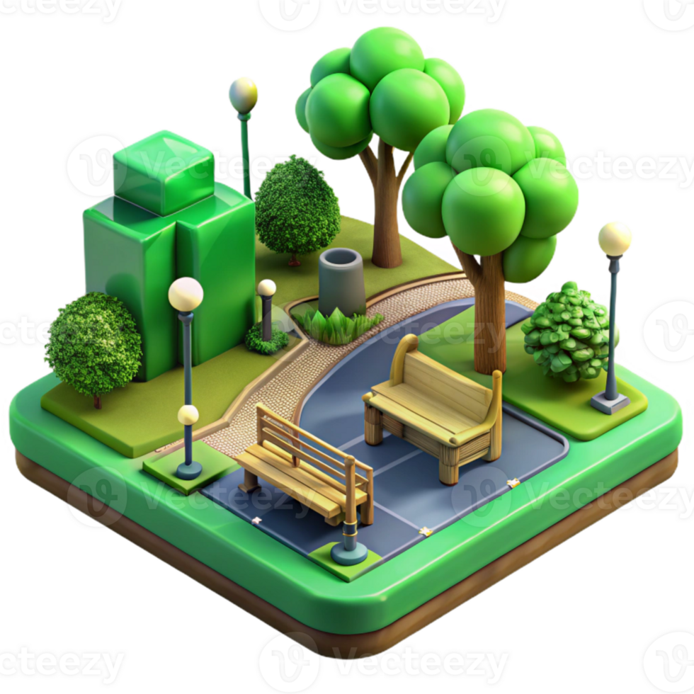 elegant classic Green Infrastructure Projects Isolated Park Scene authentic png