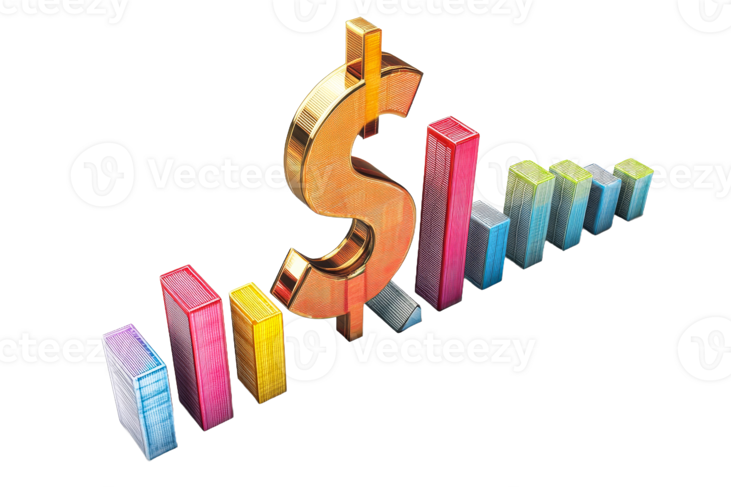 Growth shown with bars dollar sign png