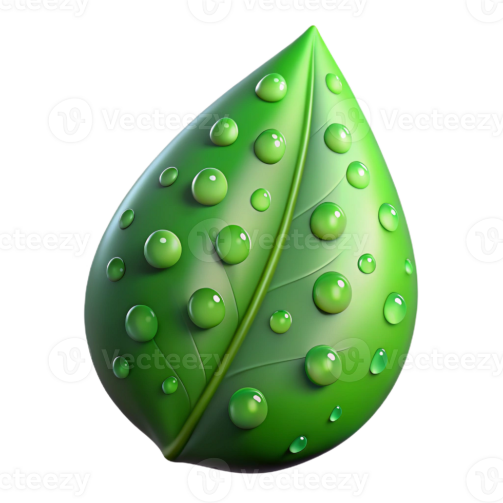 serene traditional Green Leaf with Dewdrop Close Up Isolated genuine png