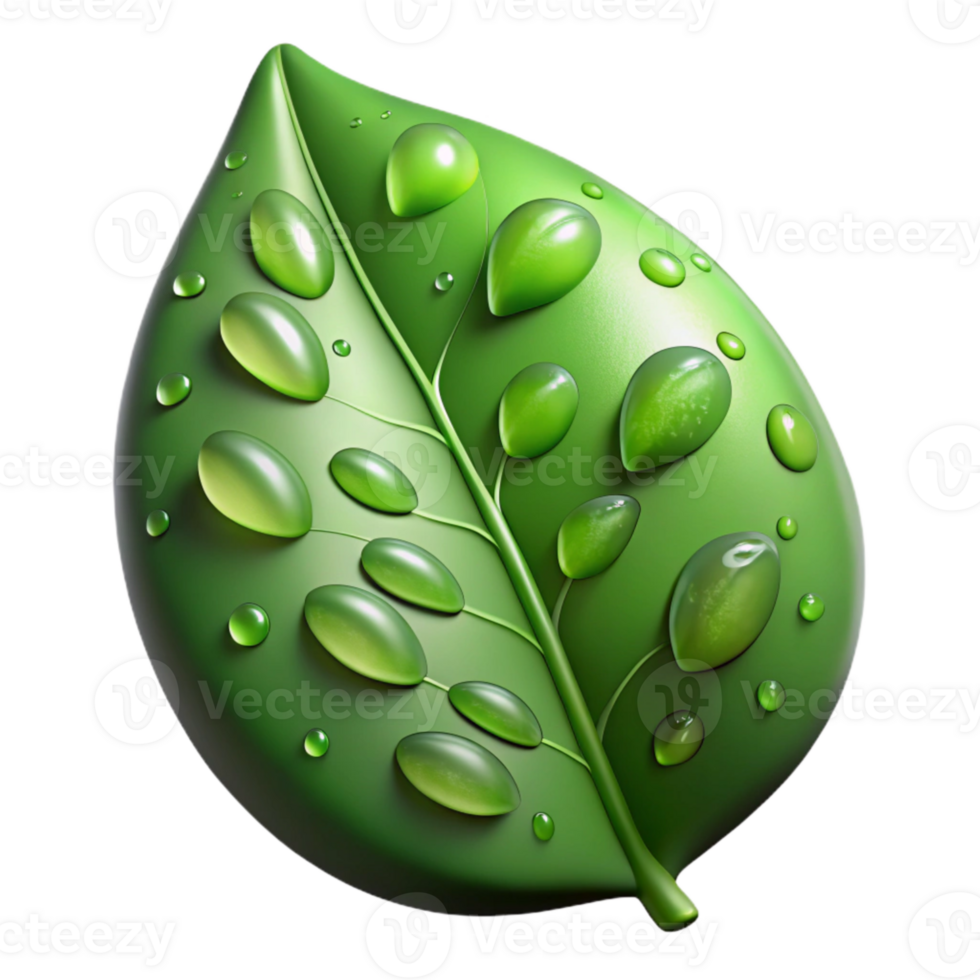 wonderful minimalist Green Leaf with Dewdrop Close Up Isolated png