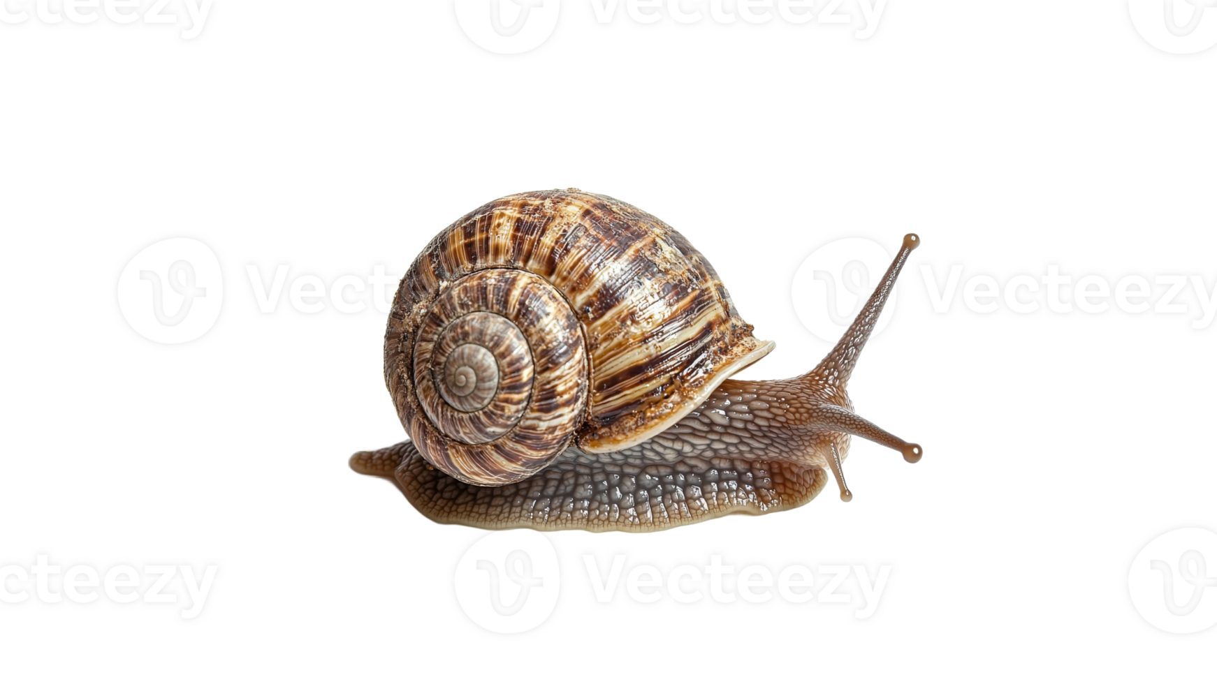 Close view of a snail moving on a surface png