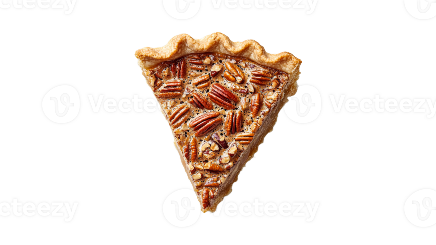 Delicious pecan pie slice on a white background png