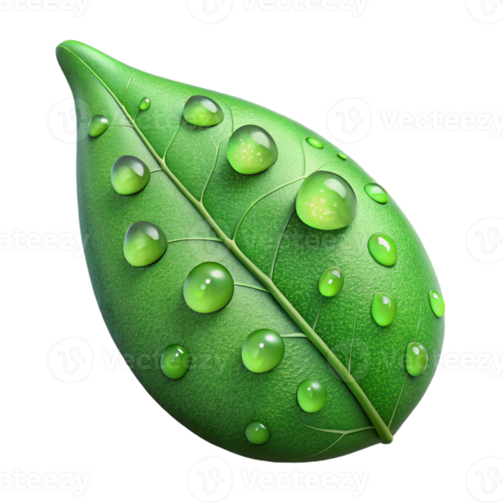 stunning contemporary Green Leaf with Water Drops Transparent Background professional png