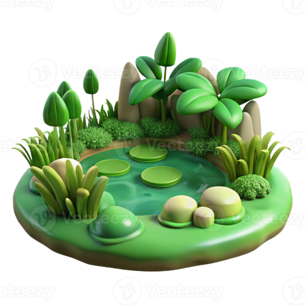 dramatic contemporary Green Leafy Wetland Ecosystem Cutout Transparent Background authentic png