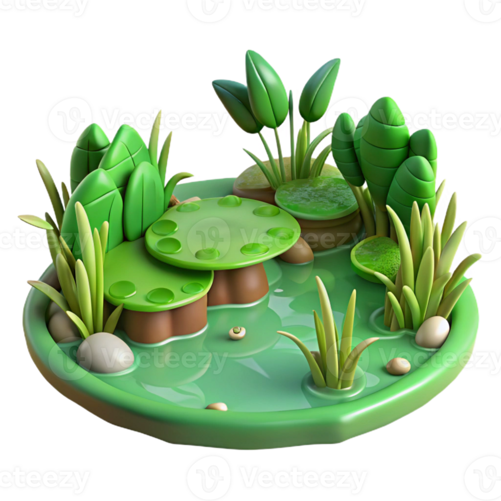 dramatic modern Green Leafy Wetland Ecosystem Cutout Transparent Background authentic png