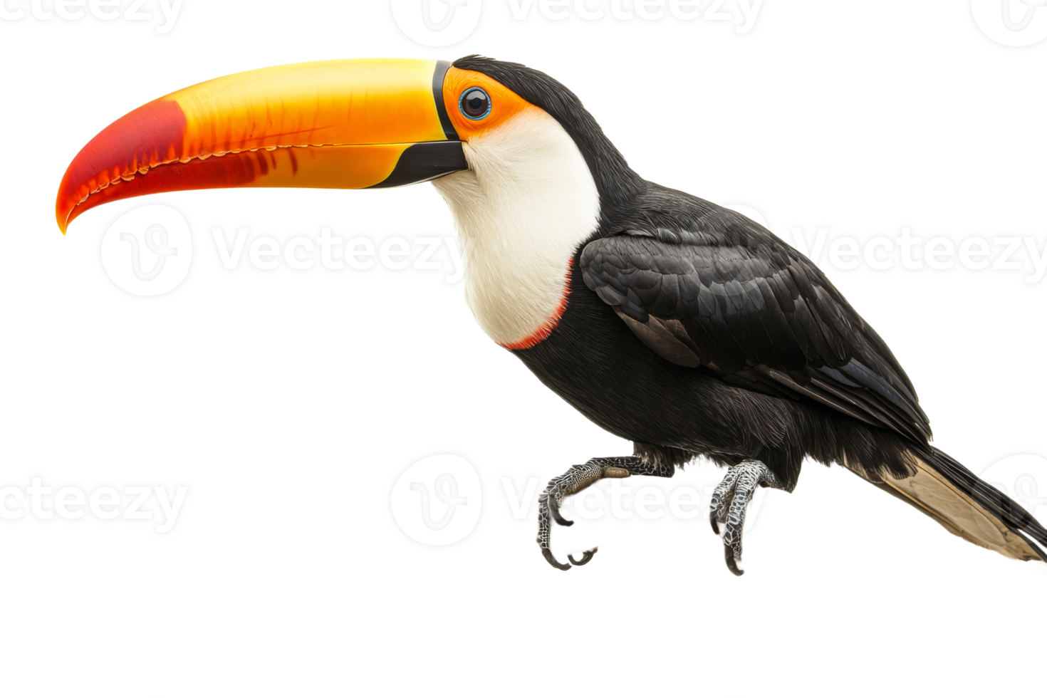 Colorful toucan perched on a branch in daylight png