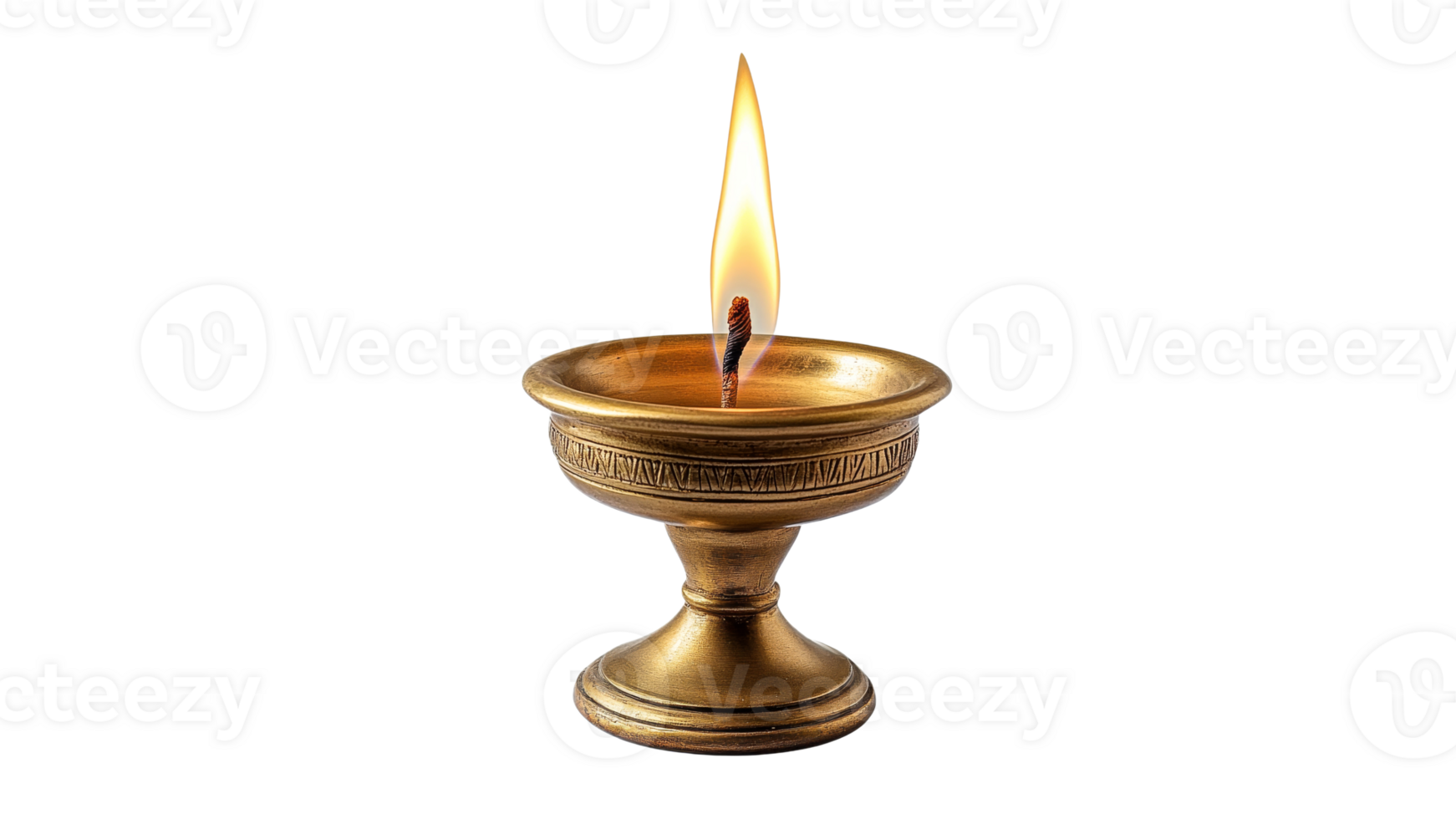 Elegant brass lamp with a glowing flame indoors png