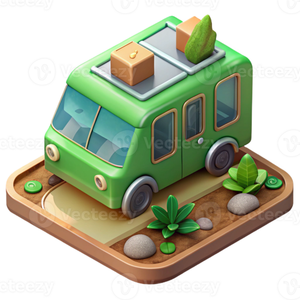 elegant artistic Green Living Machine Concept Isometric Illustration Cutout high quality png